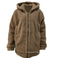 Autumn Winter New Arrival Khaki Color Warm Soft Handfeel Sherpa Jacket Custom Zip Up Hoodie Men